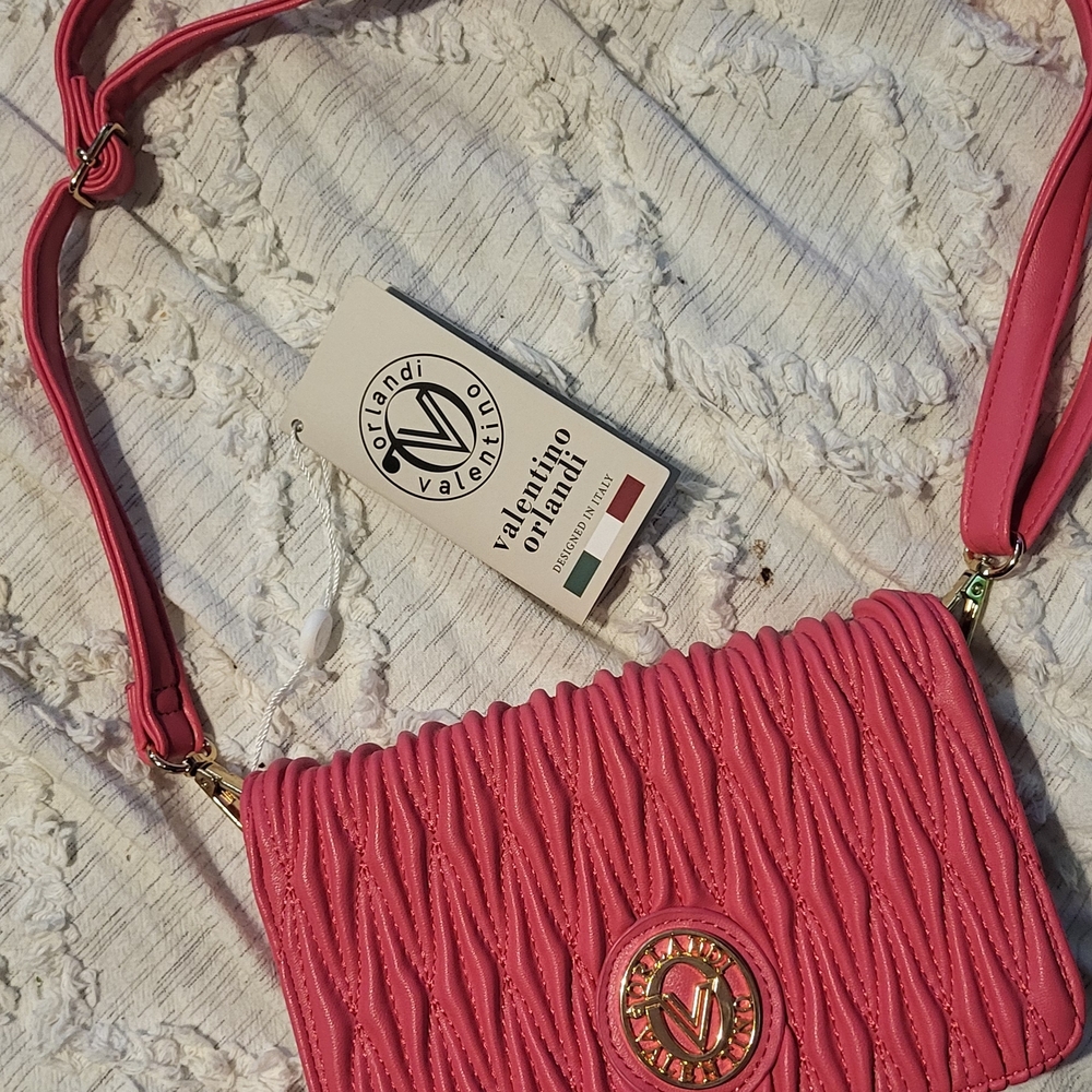 Valentino Orlandi Pink Quilted Crossbody Bag